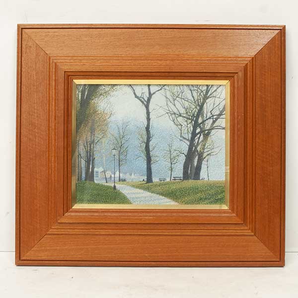 芦田芳生、【緑の河畔】、希少な額装用画集より、新品額装付、状態良好 武蔵野市にて芦田芳生の絵画を買取させていただきました。 | 骨董品の