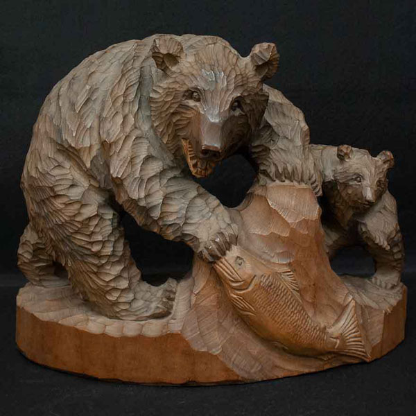 木彫りの親子熊をヤフオク出品中です！ | 骨董品の買取なら杉並区の 