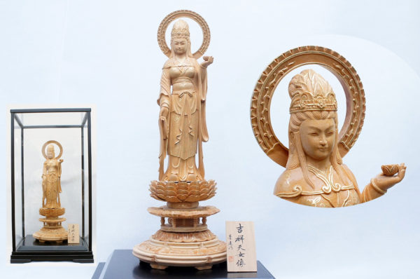 月の神 嫦娥 送料無料 中秋 置物 木彫り 天女像 中 763831