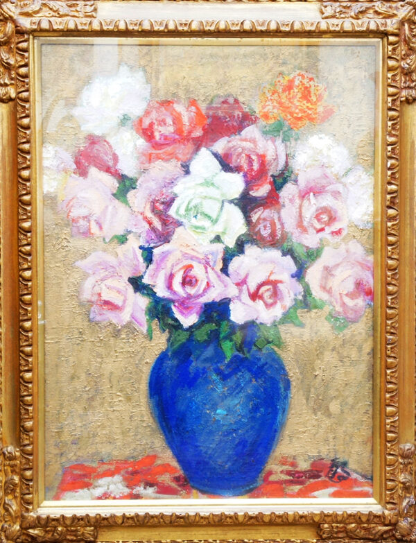 専用他の方発送×【薔薇】油彩画　肉質画　二科会 専用他の方発送×【薔薇】油彩画 肉質画 二科会